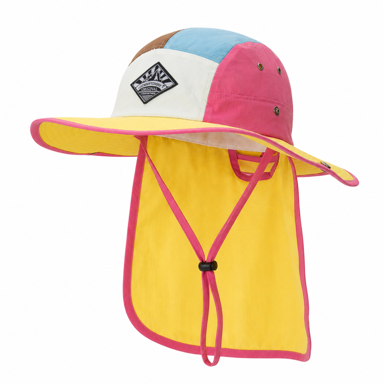 custom color blocked patch logo sun protection waterproof foldable bucket hat