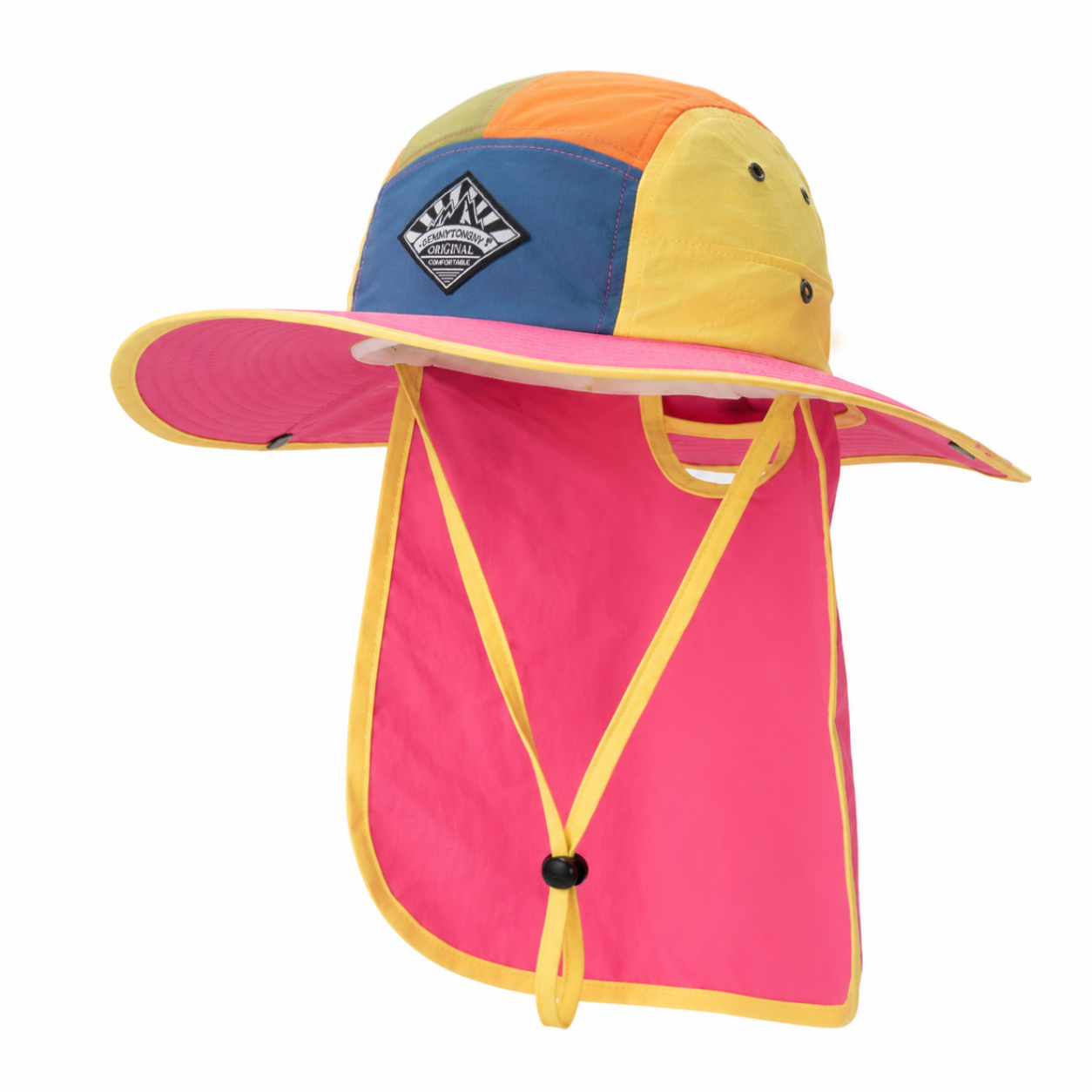 custom color blocked patch logo sun protection waterproof foldable bucket hat