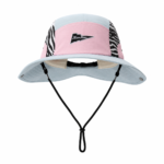 custom leopard print embroidered patch bucket hat with wind strap, quick dry, waterproof & sun protection