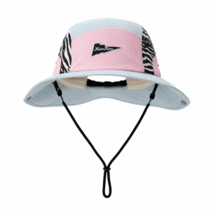 custom leopard print embroidered patch bucket hat with wind strap, quick dry, waterproof & sun protection