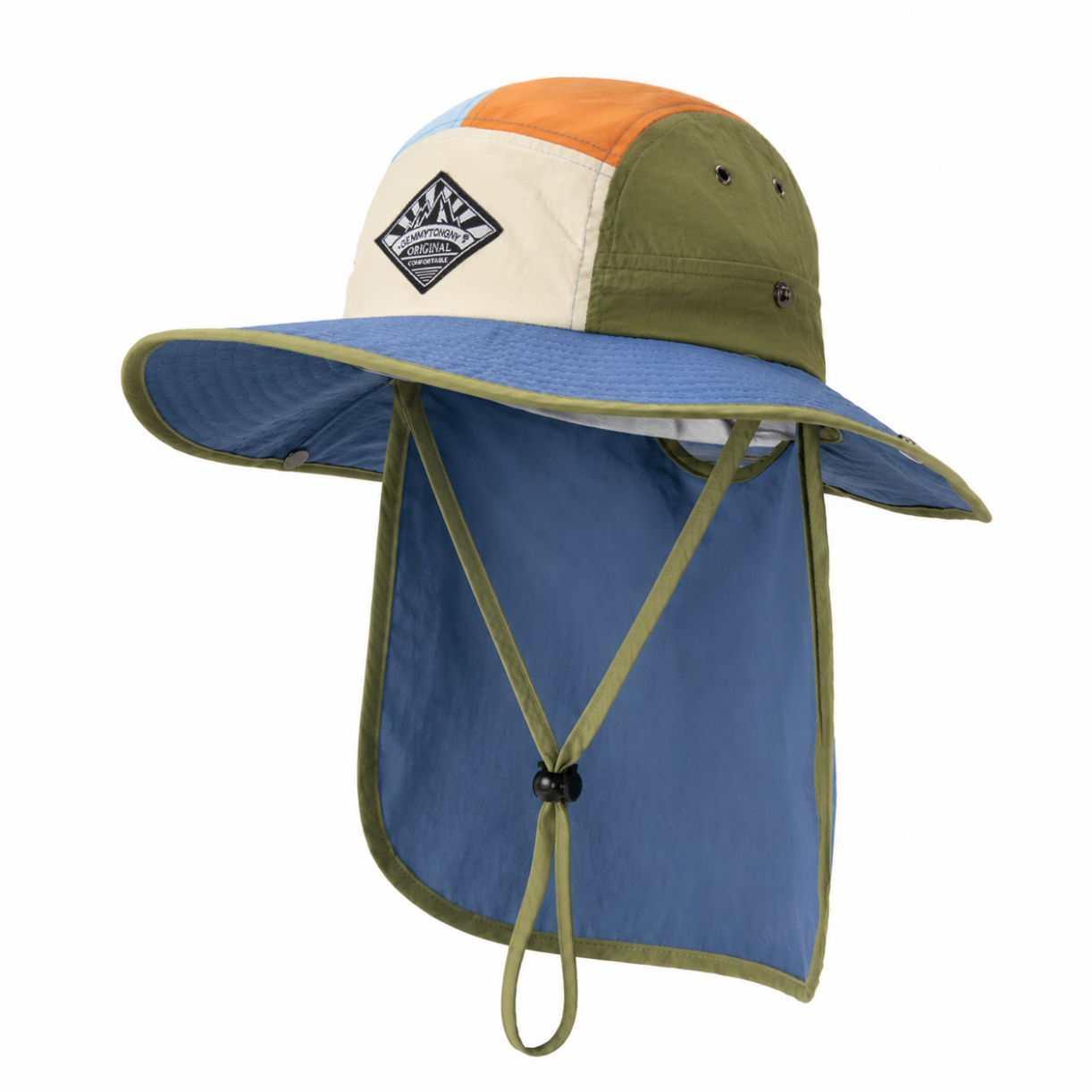 custom color blocked patch logo sun protection waterproof foldable bucket hat