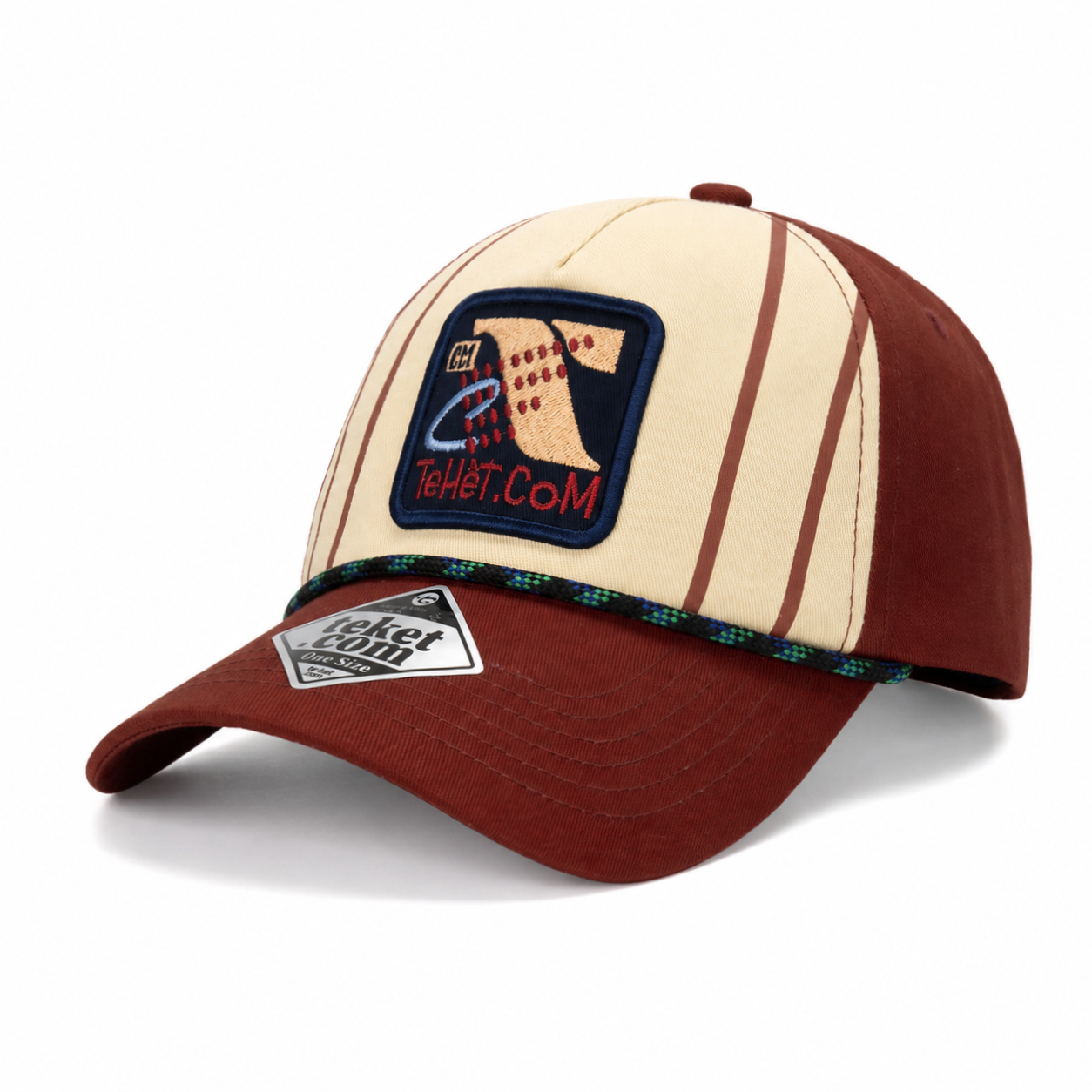 custom striped color blocked drawstring embroidered baseball cap