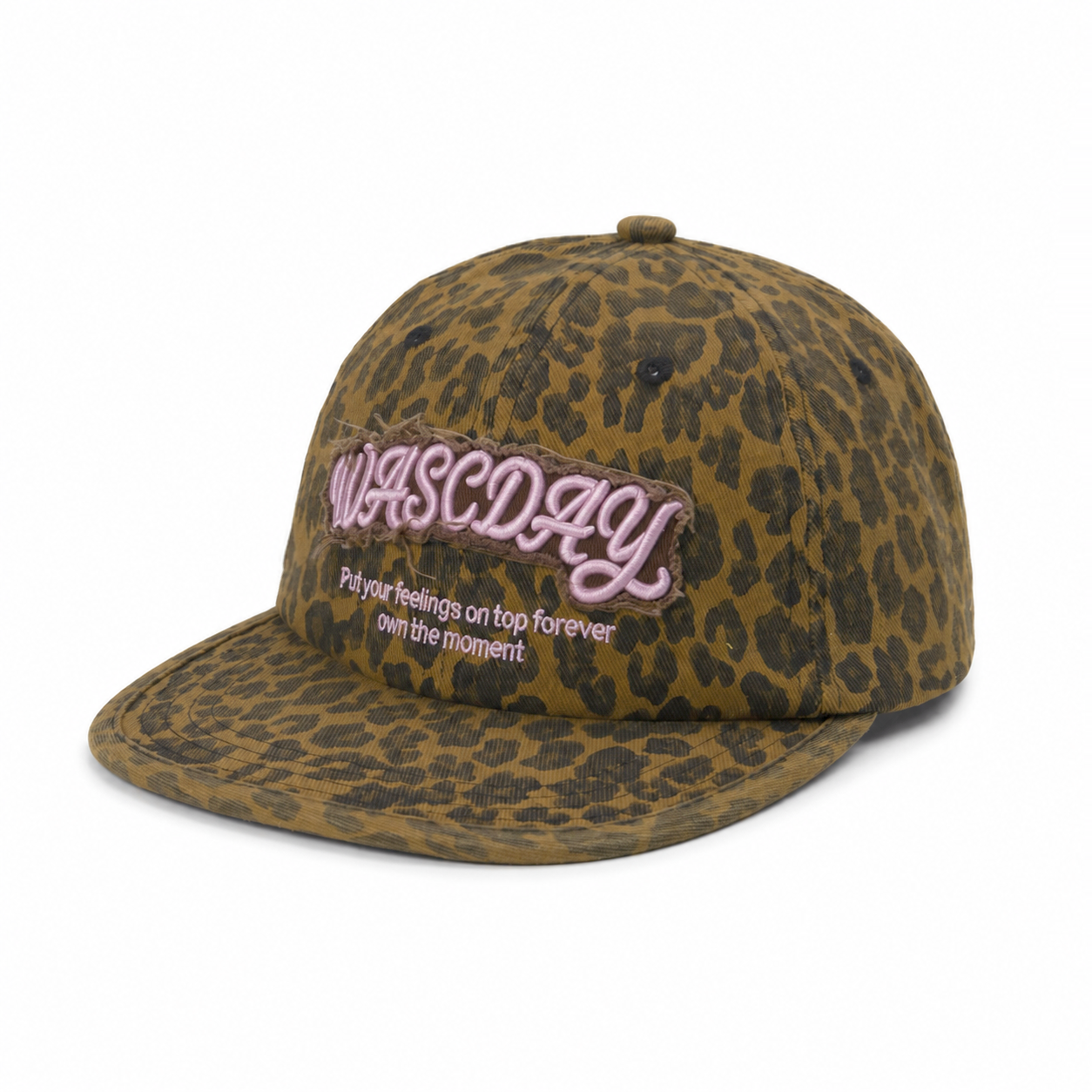 custom leopard print embroidered sun protection flat brim baseball cap