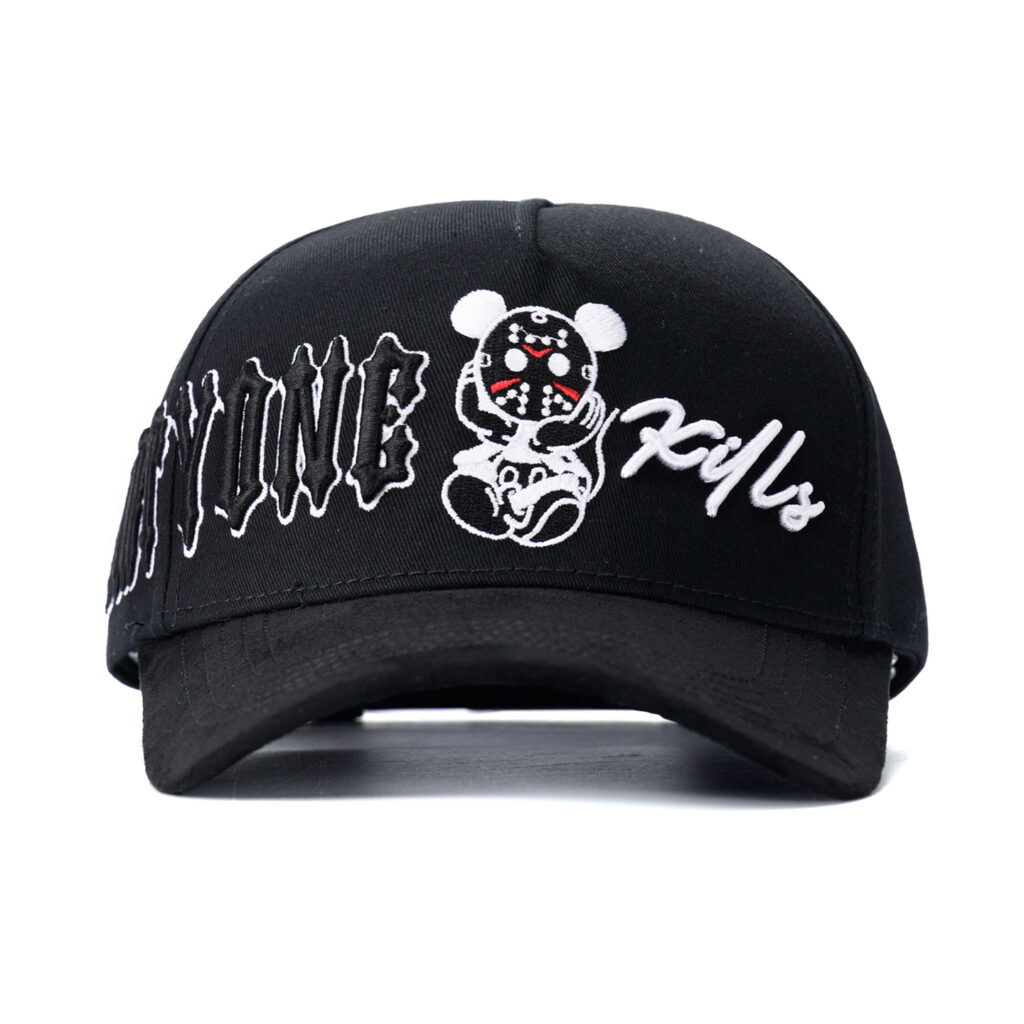 custom 5 panel cap with 3d border embroidery