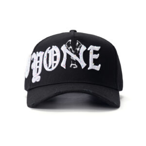 custom 5 panel cap with 3d embroidery & crystal rhinestones
