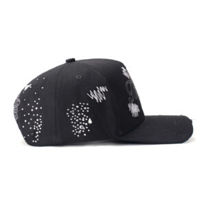 custom 5 panel cap with 3d embroidery & rhinestones