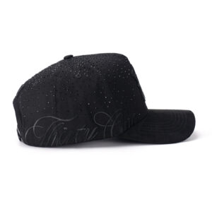 custom 5 panel cap with 3d embroidery & rhinestones