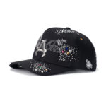 custom 5 panel cap with 3d embroidery & rhinestones