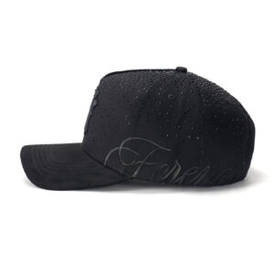 custom 5 panel cap with 3d embroidery & rhinestones
