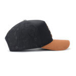 custom 5 panel cap with 3d embroidery, rhinestones & color block