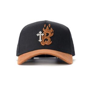 custom 5 panel cap with 3d embroidery, rhinestones & color block