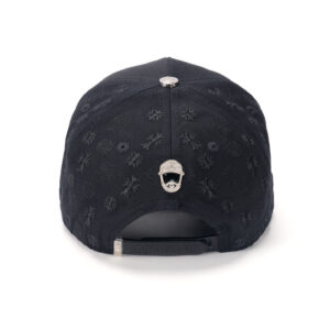 custom 5 panel cap with 3d embroidery, rhinestones & color block
