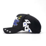 custom 5 panel cap with 3d embroidery & sequin poker design