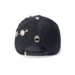 custom 5 panel cap with embroidery, rhinestones & chain decoration
