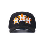 custom 5 panel cap with oversized embroidery