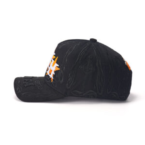 custom 5 panel cap with oversized embroidery
