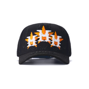 custom 5 panel cap with oversized embroidery