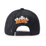 custom 5 panel cap with oversized embroidery