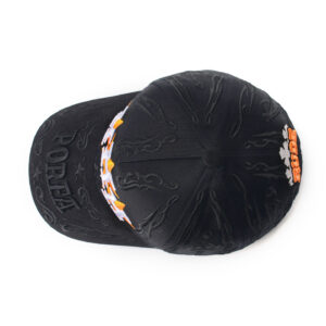 custom 5 panel cap with oversized embroidery