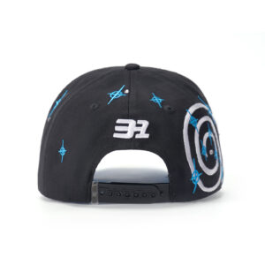 custom 5 panel cap with oversized embroidery & crystal rhinestones