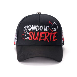 custom 5 panel cap with spade embroidery & crystal rhinestones