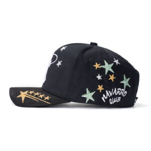 custom 5 panel cap with star embroidery & rhinestones
