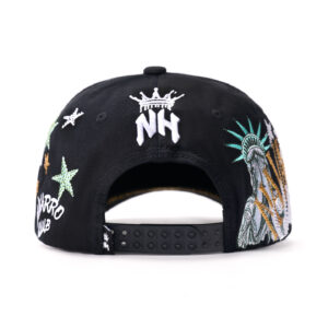 custom 5 panel cap with star embroidery & rhinestones