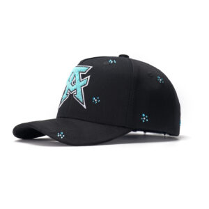 custom 5 panel cap with terry embroidery