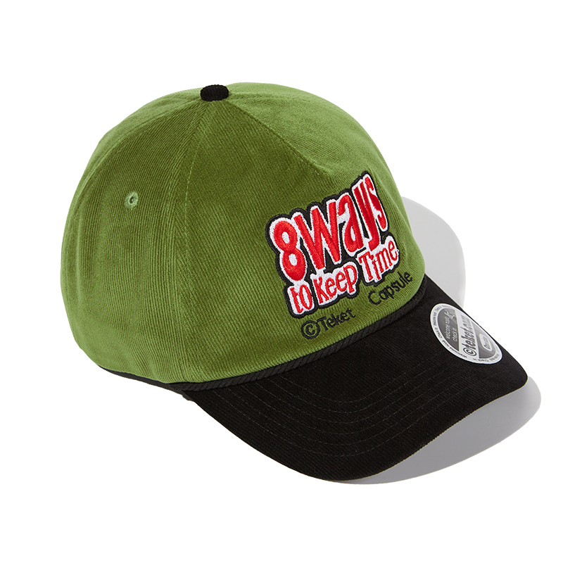 custom color block corduroy baseball cap with letter embroidery