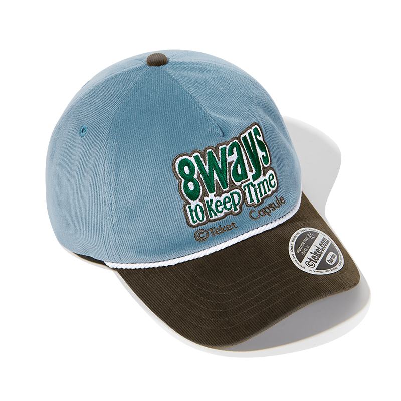 custom color block corduroy baseball cap with letter embroidery