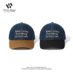 custom color block denim baseball cap with letter embroidery