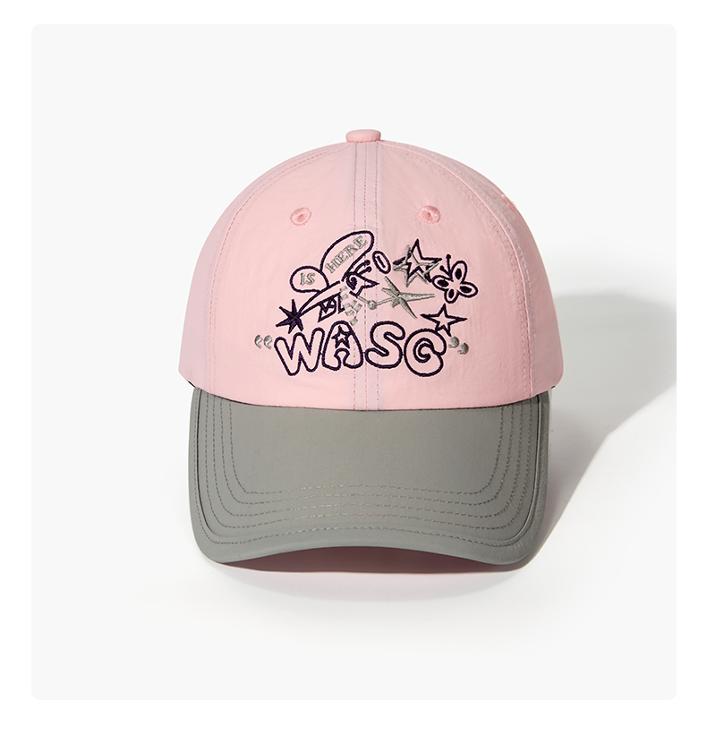 custom color block quick dry baseball cap with butterfly embroidery