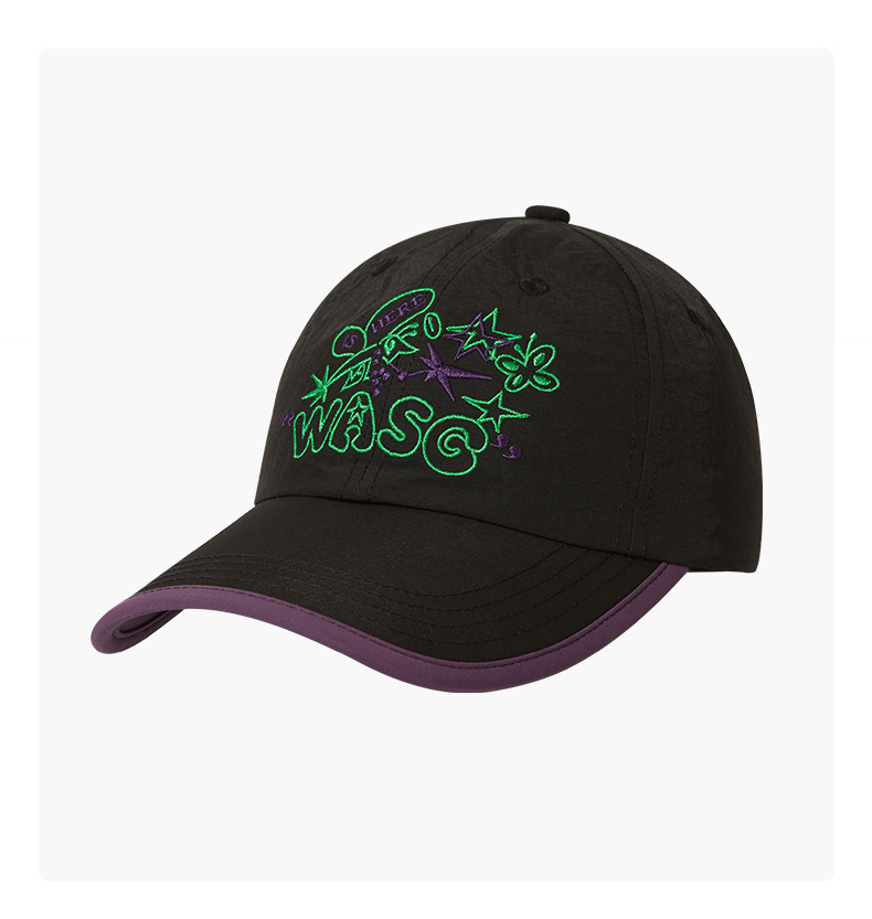 custom color block quick dry baseball cap with butterfly embroidery