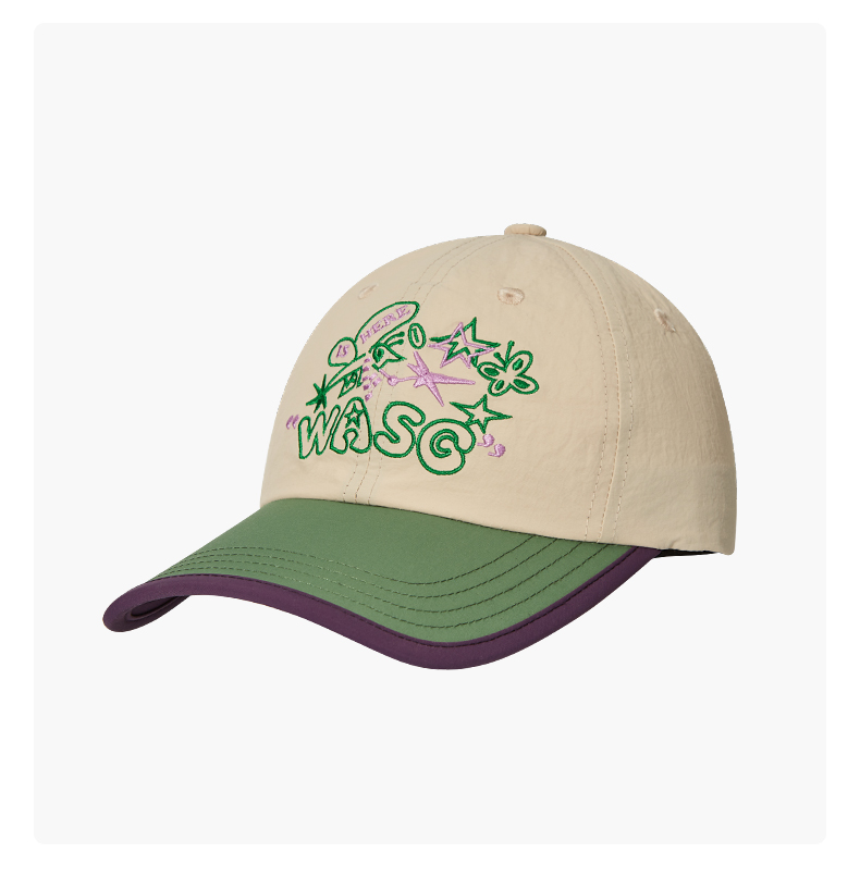 custom color block quick dry baseball cap with butterfly embroidery