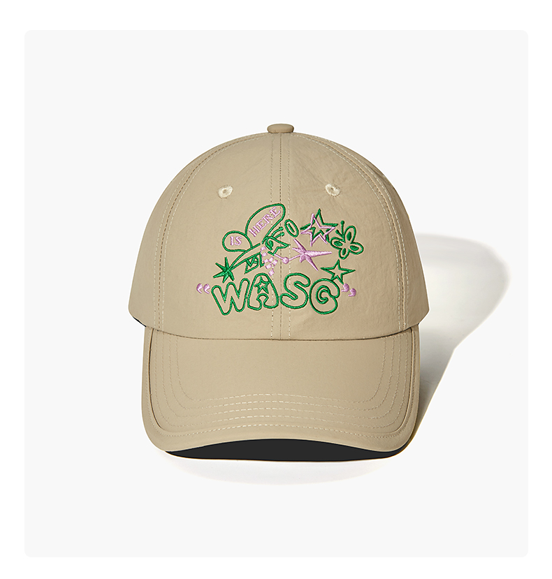 custom color block quick dry baseball cap with butterfly embroidery