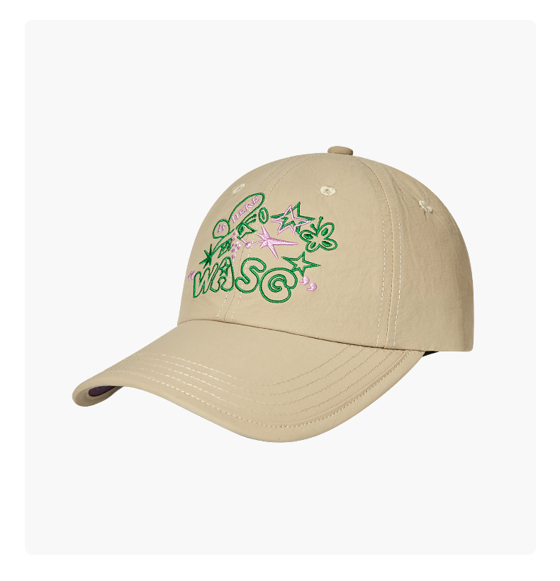custom color block quick dry baseball cap with butterfly embroidery