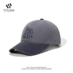 custom color block washed baseball cap with letter embroidery