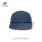 custom family 5 panel caps with peacock embroidery, denim fabric
