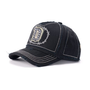 custom vintage 5 panel cap with embroidery, print & crystal rhinestones