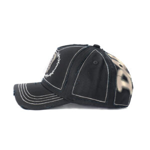 custom vintage 5 panel cap with embroidery, print & crystal rhinestones