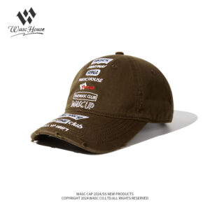 custom vintage ripped baseball cap with all over embroidery