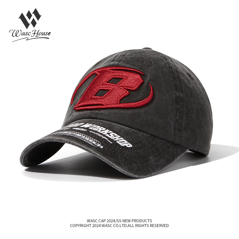 custom vintage washed baseball cap with embroidery & print