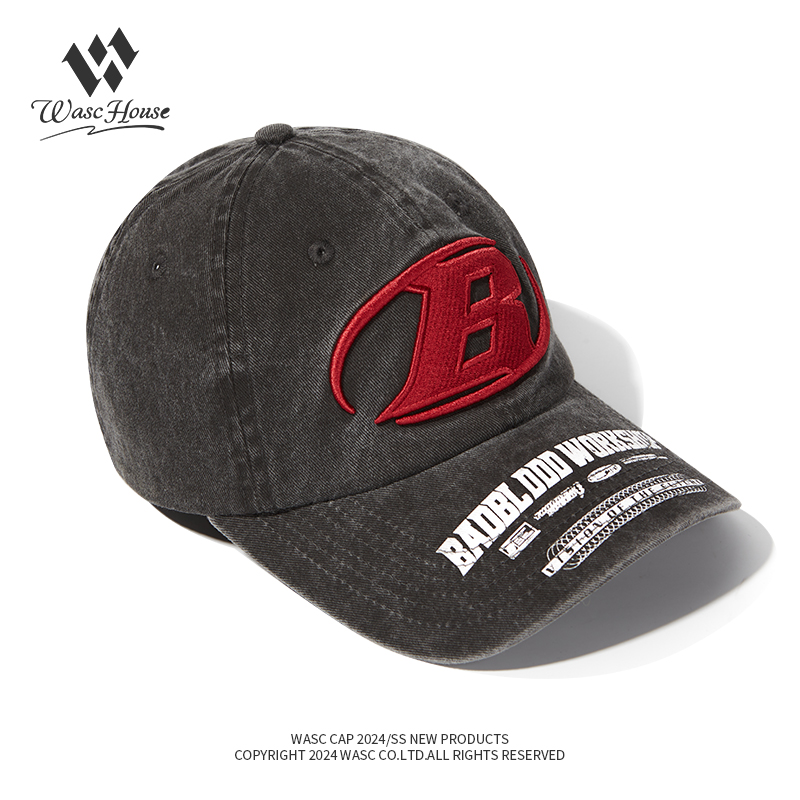custom vintage washed baseball cap with embroidery & print