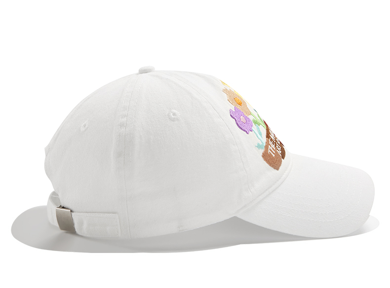 custom washed baseball cap with floral embroidery