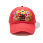 custom washed baseball cap with floral embroidery