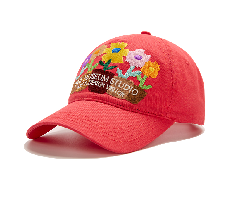 custom washed baseball cap with floral embroidery