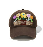 custom washed baseball cap with floral embroidery