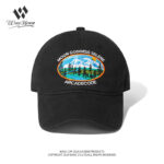 custom washed baseball cap with snow mountain embroidery