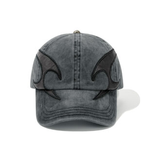 custom washed vintage baseball cap with leather patch