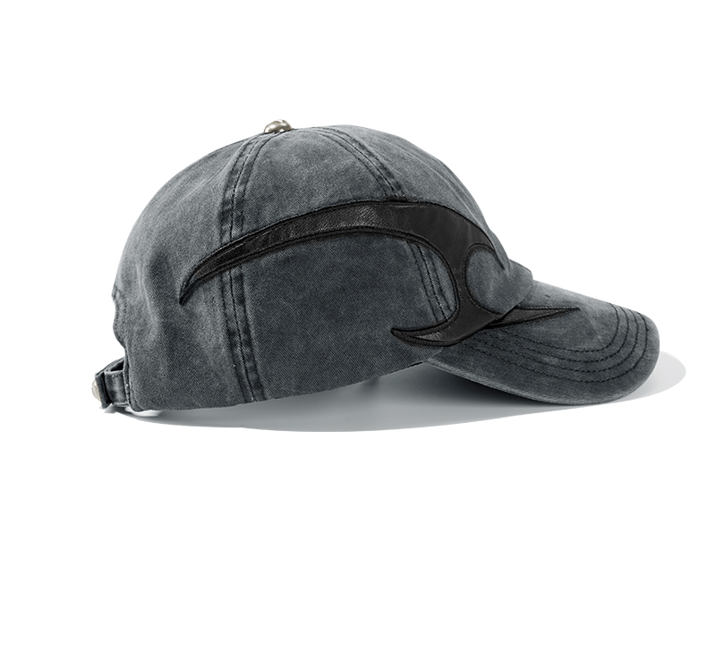 custom washed vintage baseball cap with leather patch